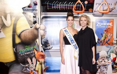 Avant-Première du film « ZOOTOPIE » à Paris (France), Iris MITTENAERE (Miss France 2016)& Sylvie TELLIER